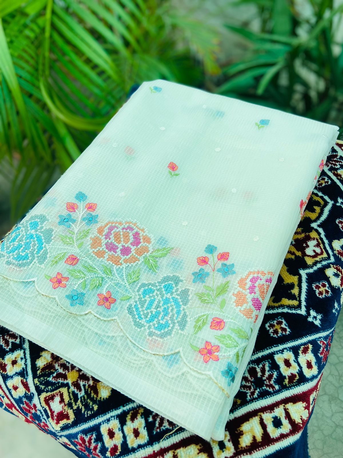 KOTA CHECK EMBROIDERED SAREE