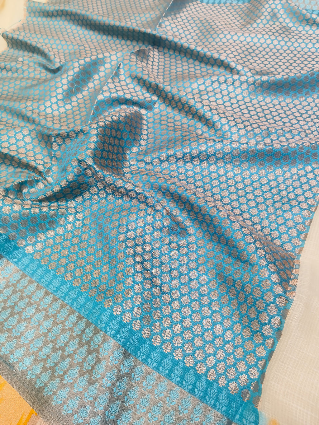 KOTA CHECK TEMPLE BORDER SAREE