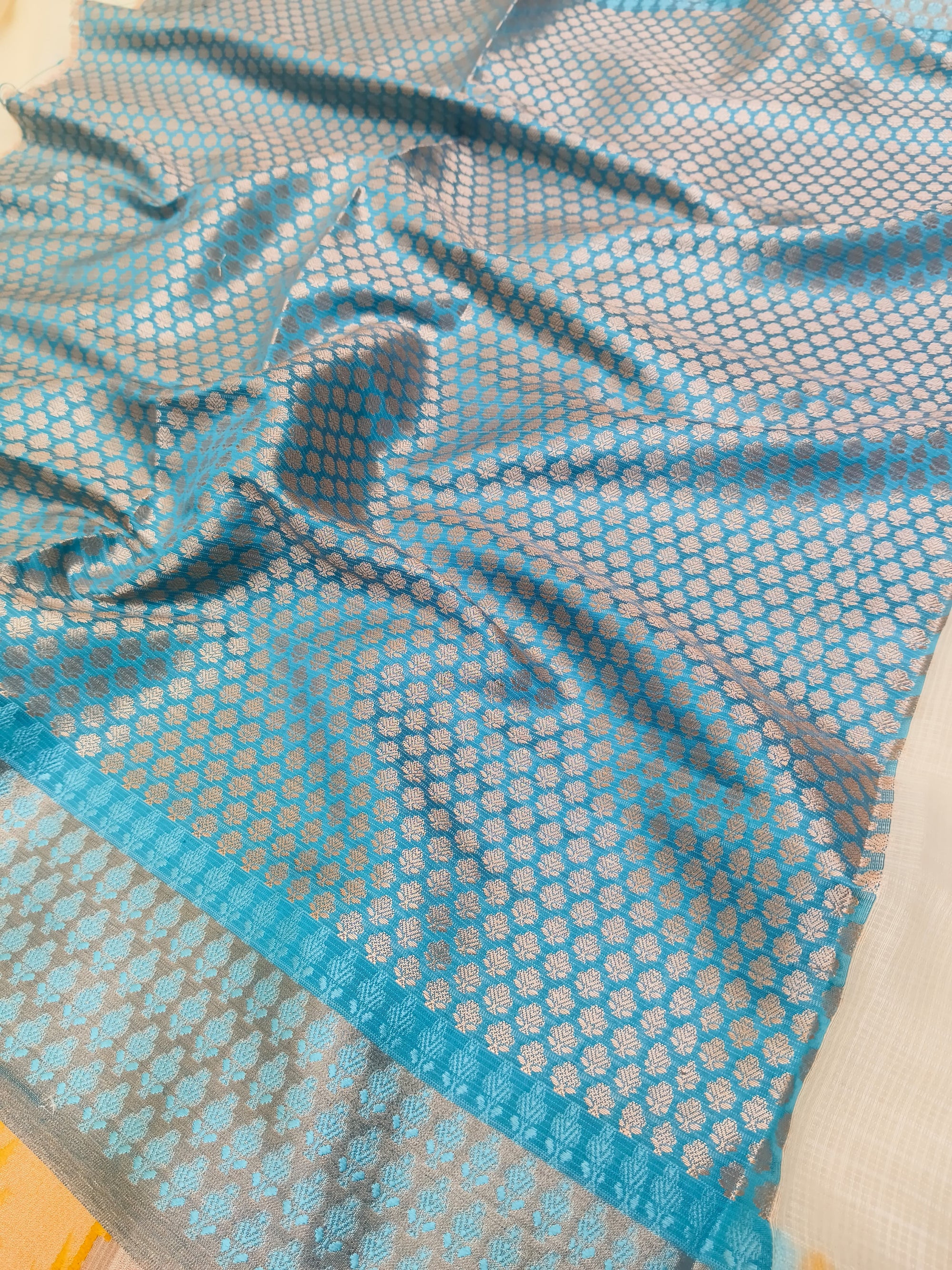 KOTA CHECK TEMPLE BORDER SAREE