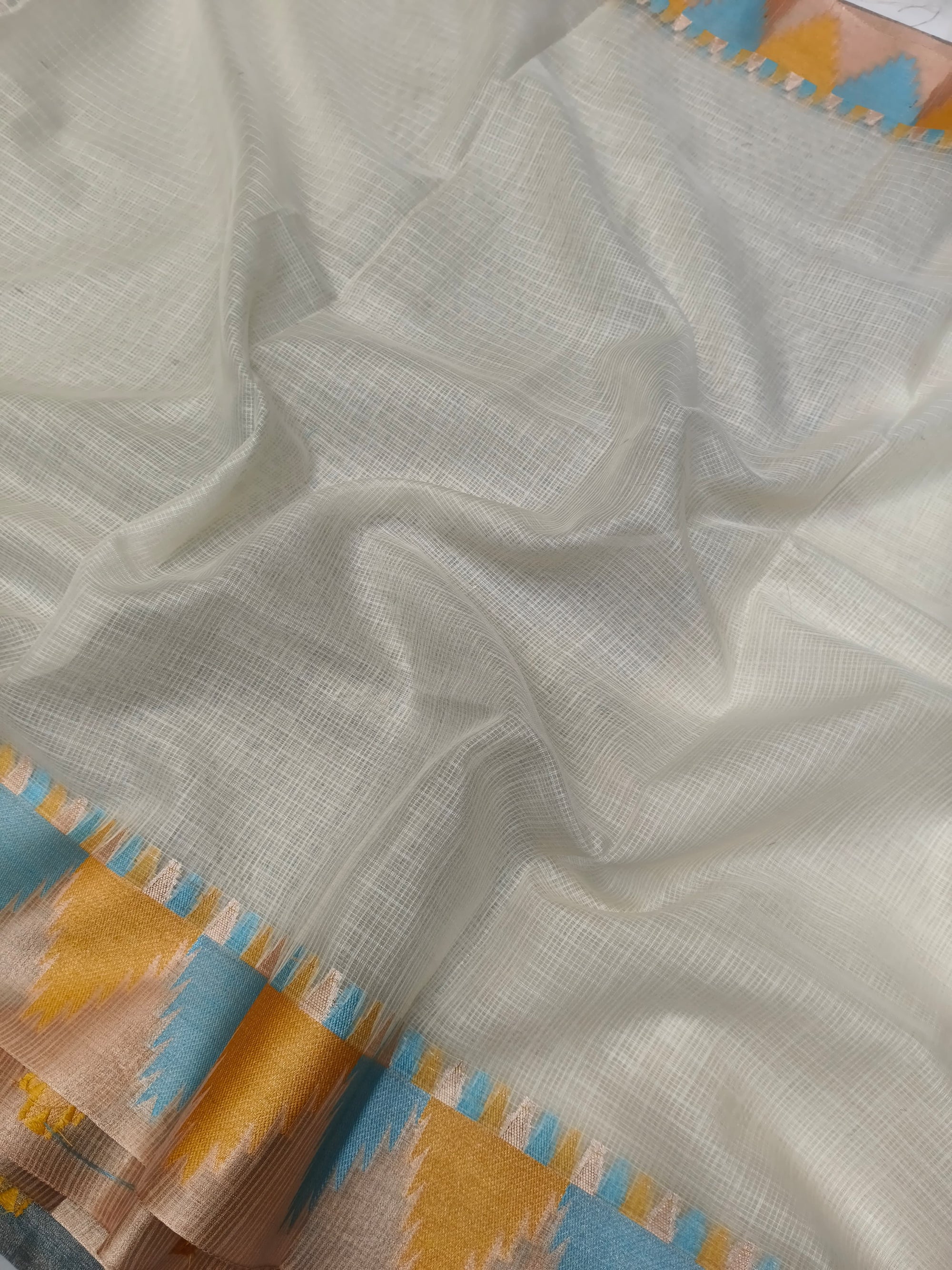 KOTA CHECK TEMPLE BORDER SAREE