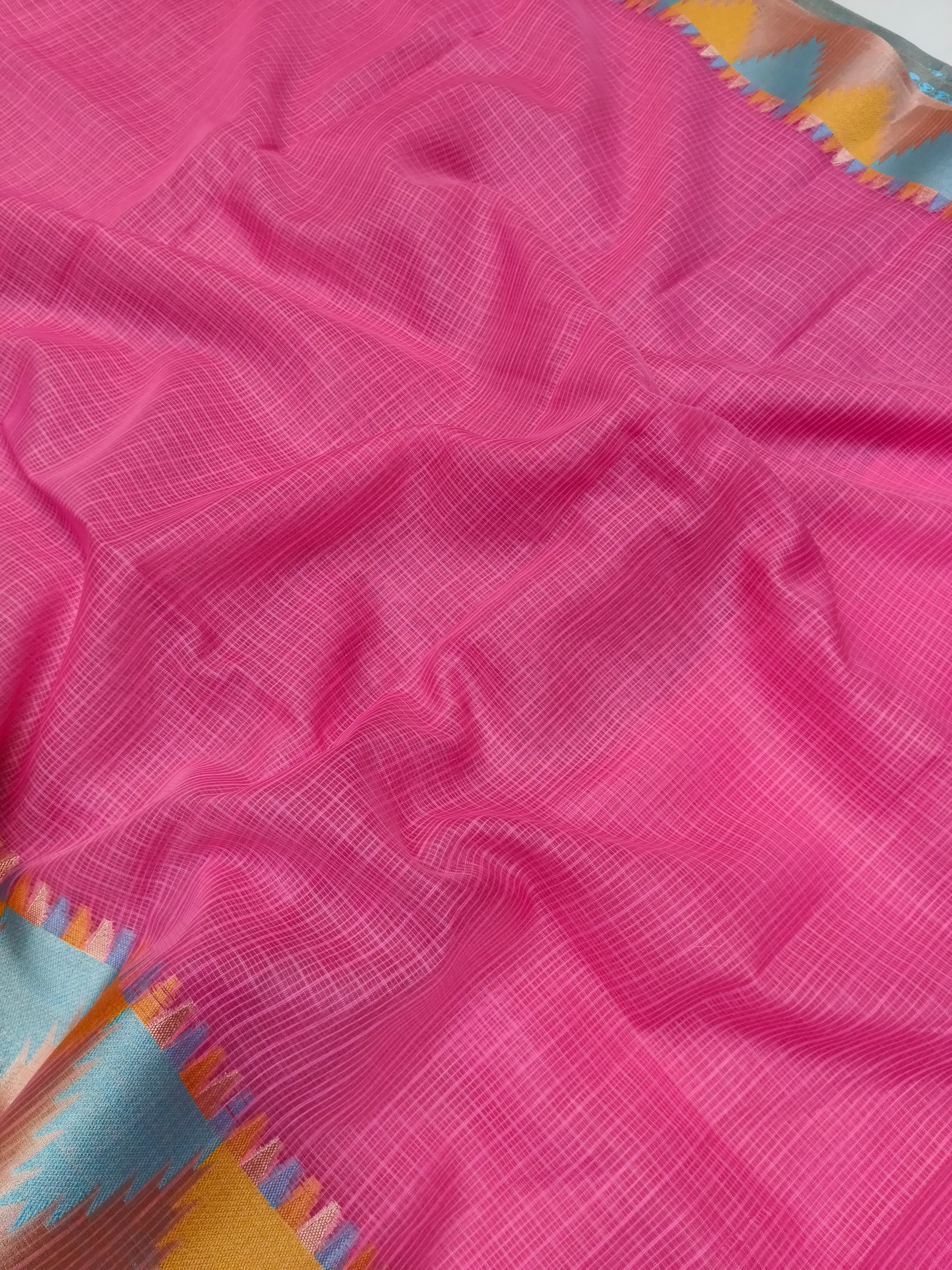 KOTA CHECK TEMPLE BORDER SAREE