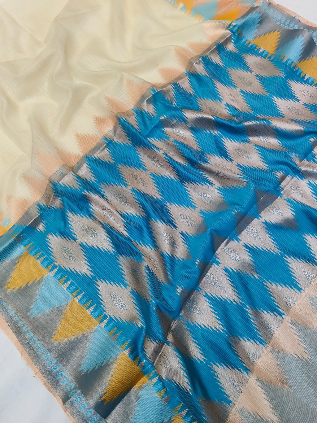 KOTA CHECK TEMPLE BORDER SAREE