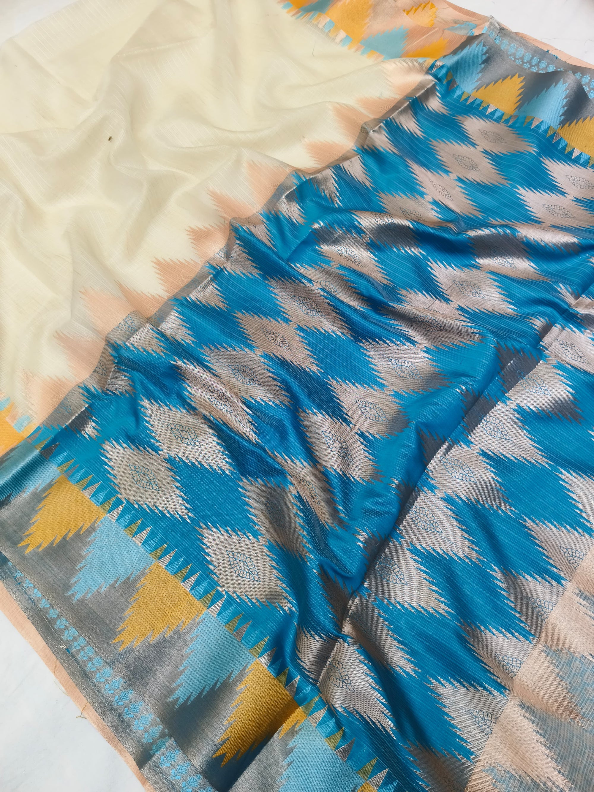 KOTA CHECK TEMPLE BORDER SAREE