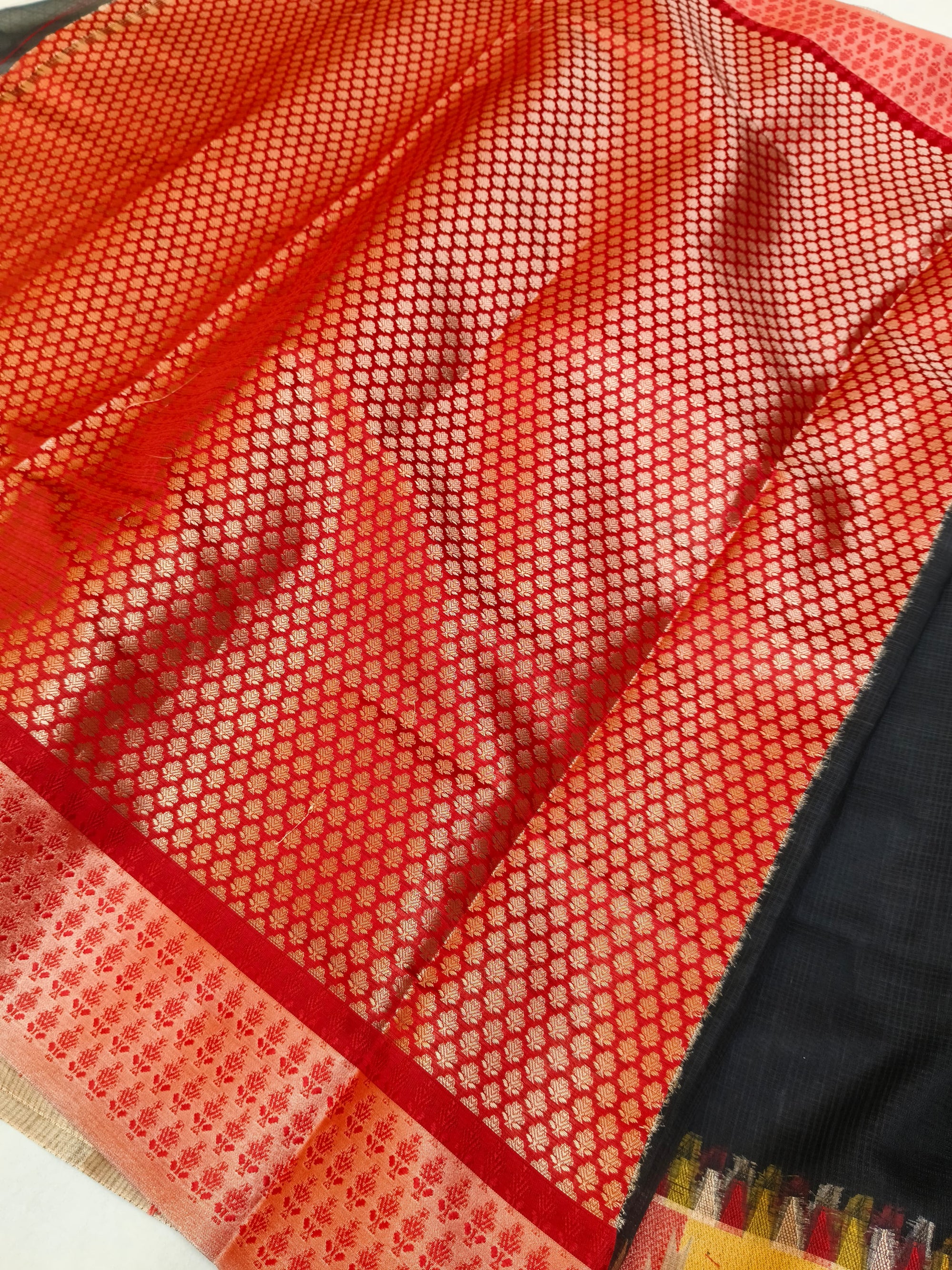 KOTA CHECK TEMPLE BORDER SAREE