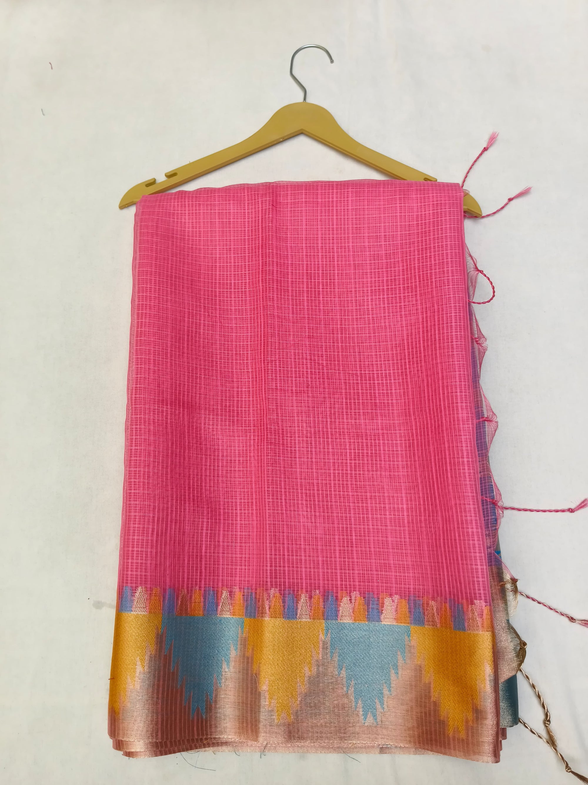 KOTA CHECK TEMPLE BORDER SAREE