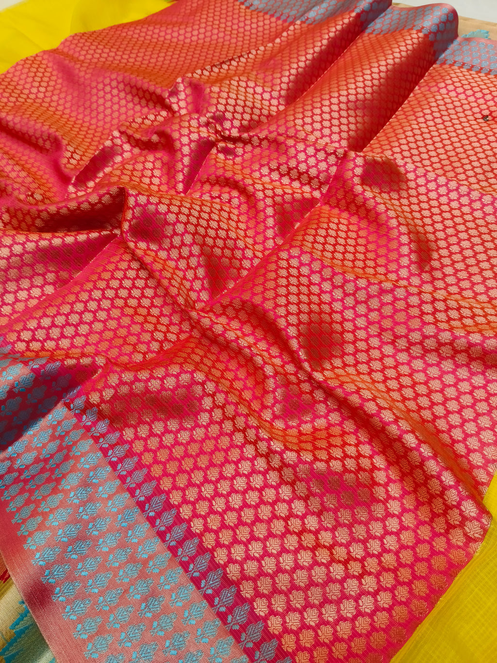 KOTA CHECK TEMPLE BORDER SAREE
