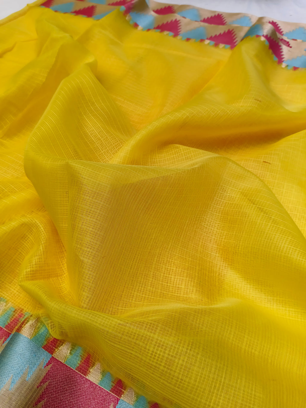 KOTA CHECK TEMPLE BORDER SAREE