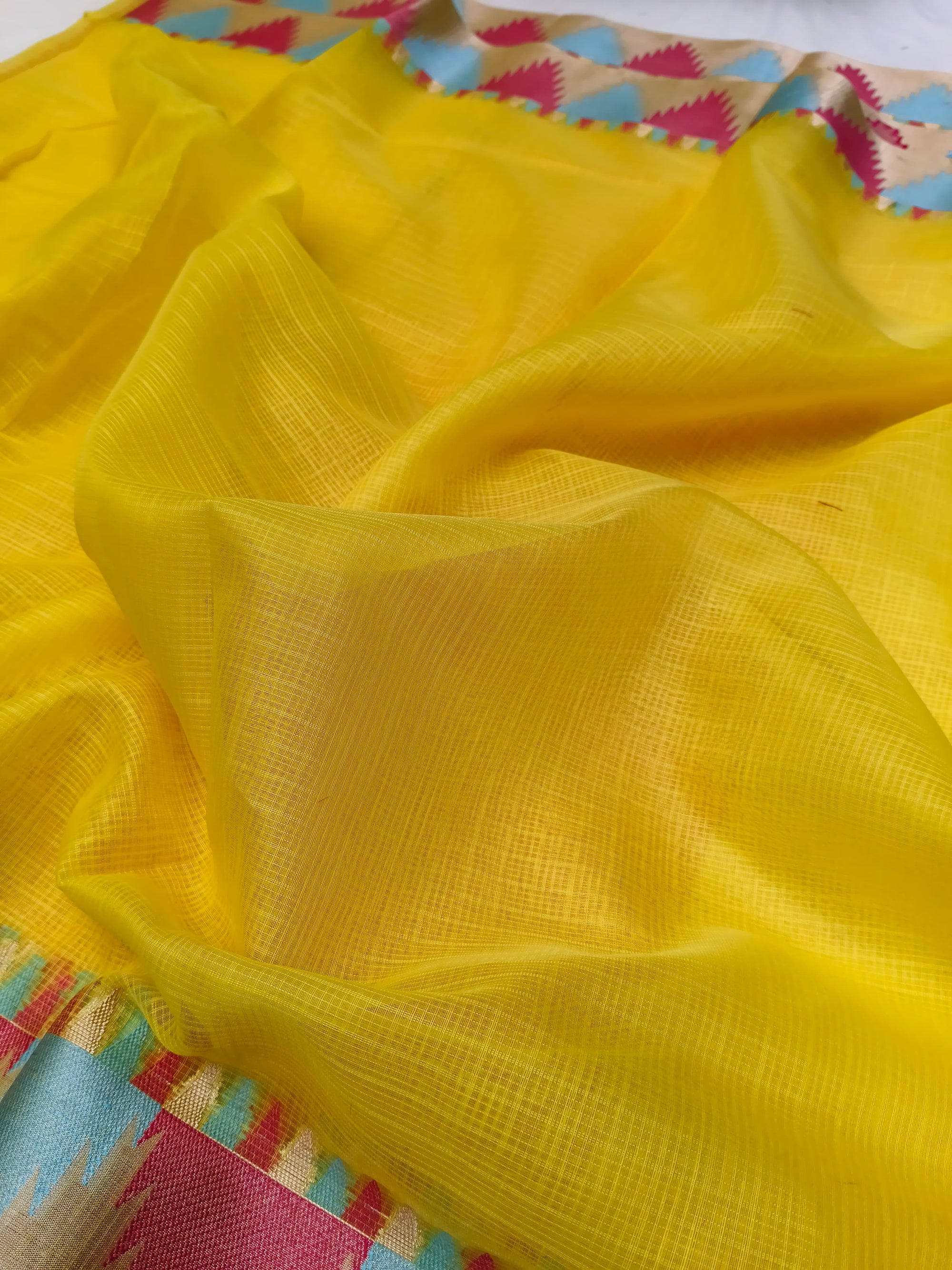 KOTA CHECK TEMPLE BORDER SAREE