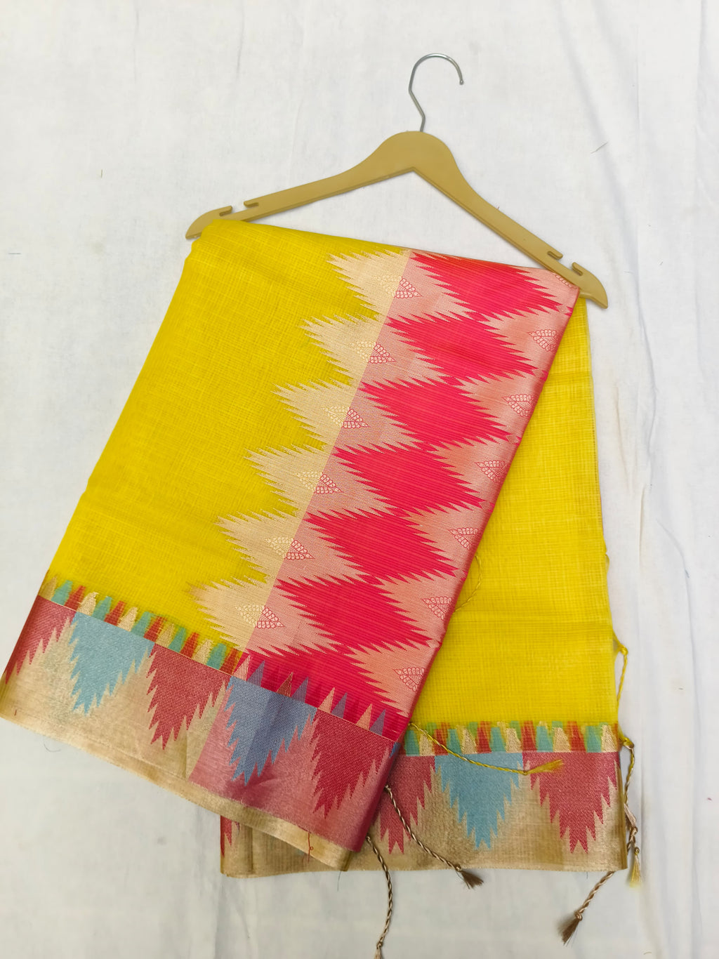 KOTA CHECK TEMPLE BORDER SAREE