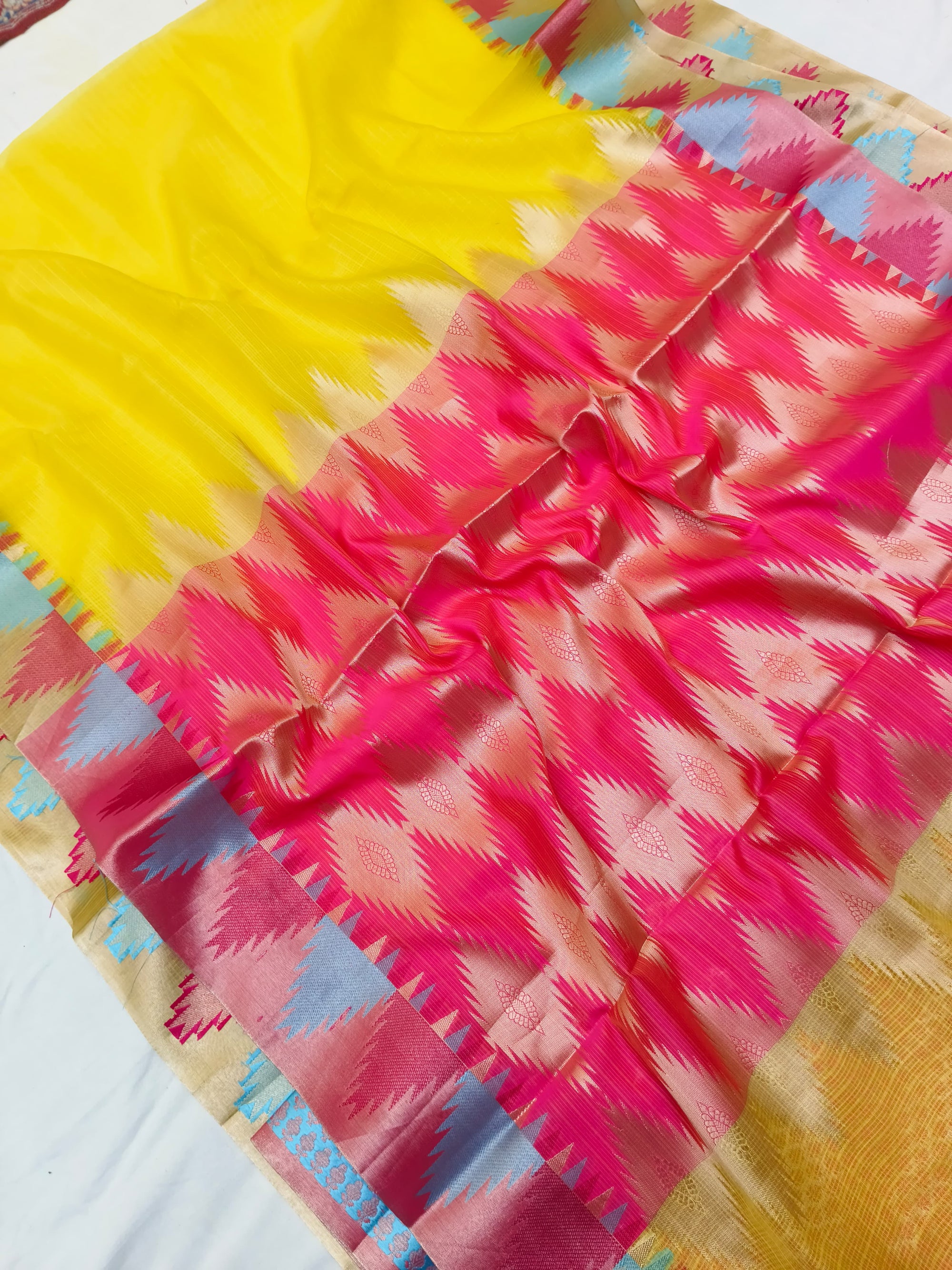 KOTA CHECK TEMPLE BORDER SAREE