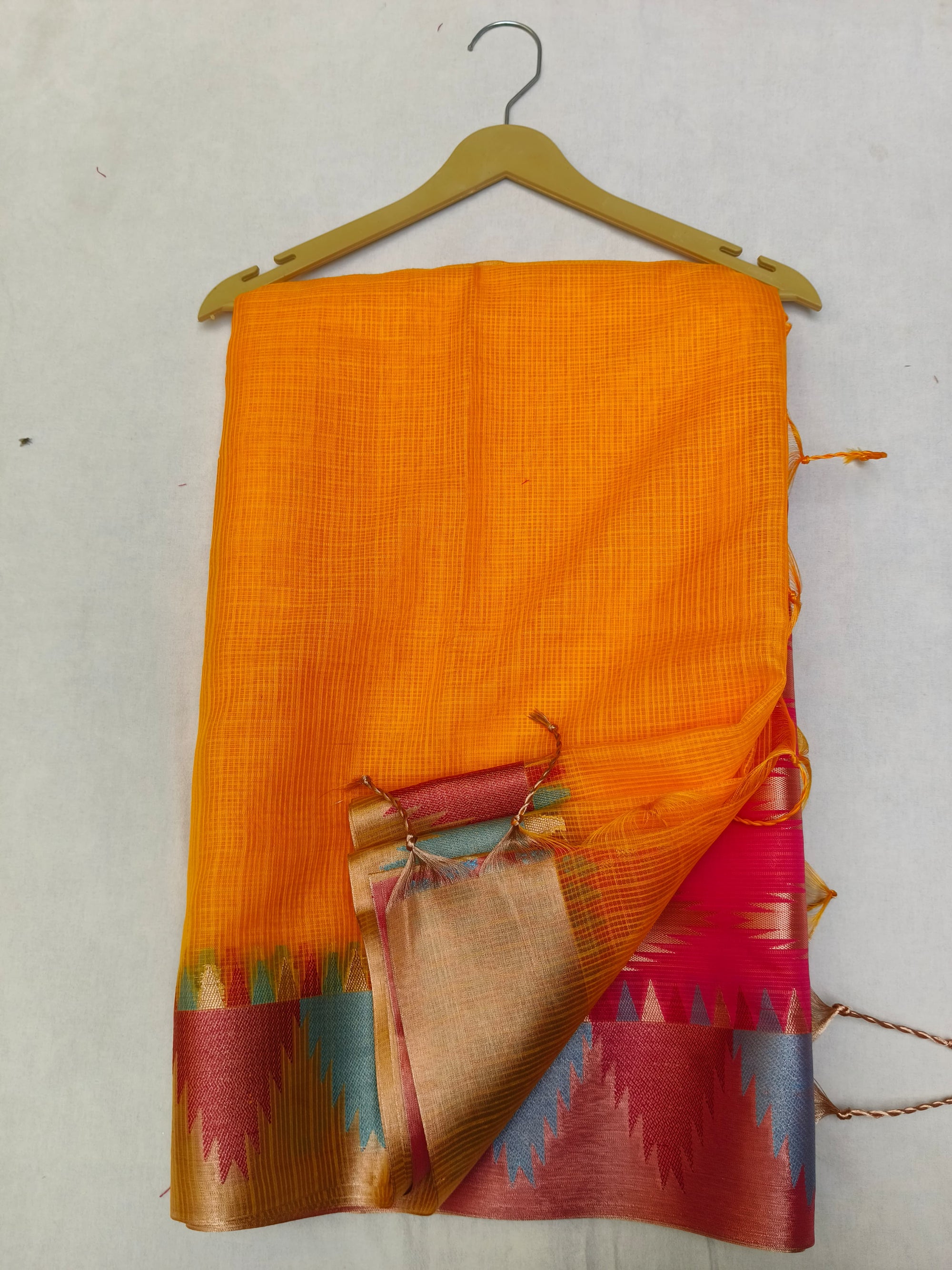 KOTA CHECK TEMPLE BORDER SAREE