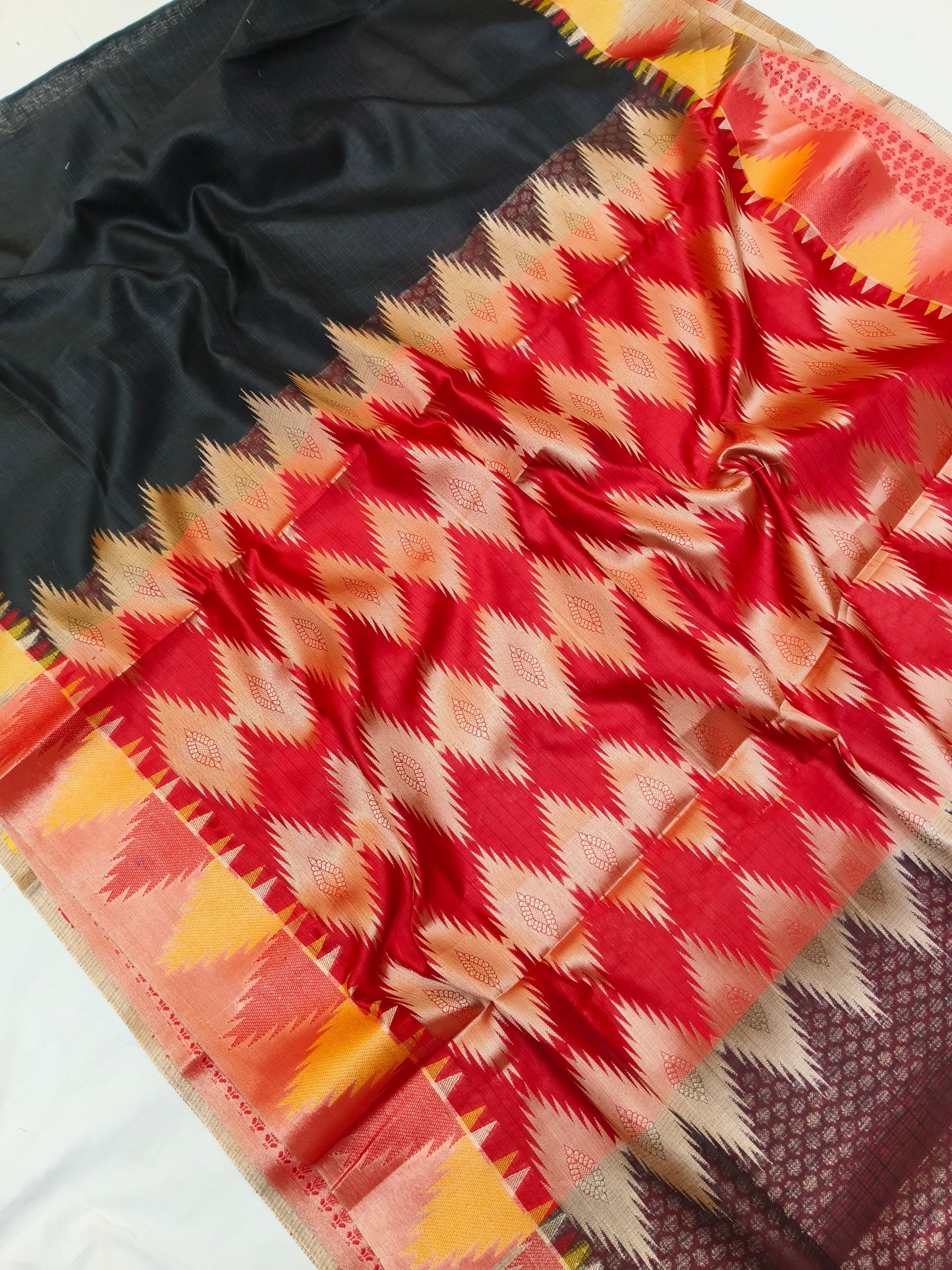 KOTA CHECK TEMPLE BORDER SAREE