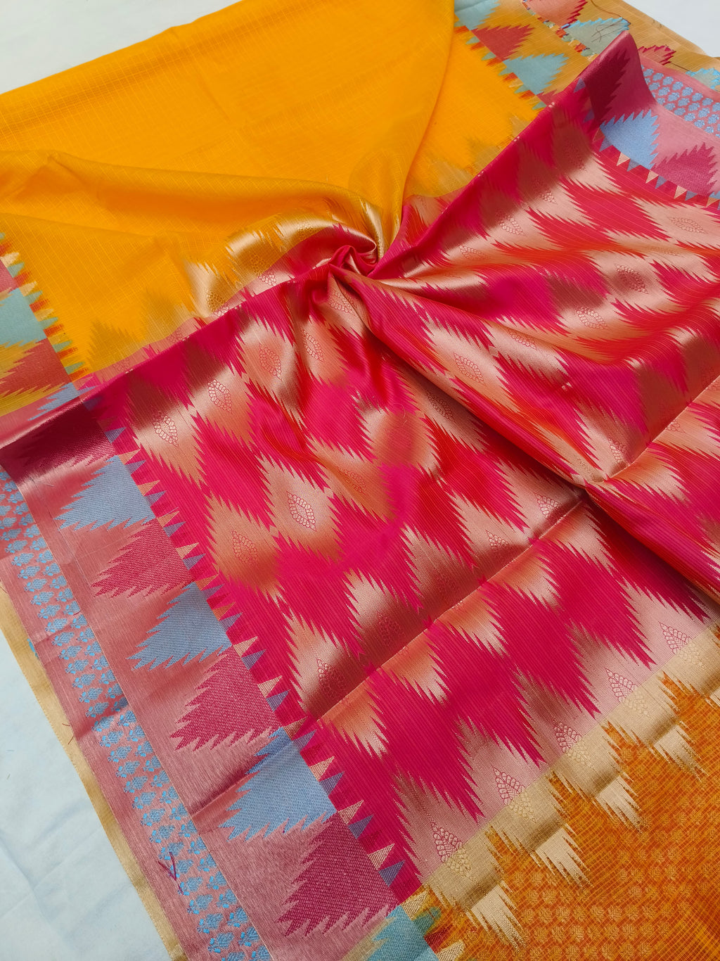 KOTA CHECK TEMPLE BORDER SAREE