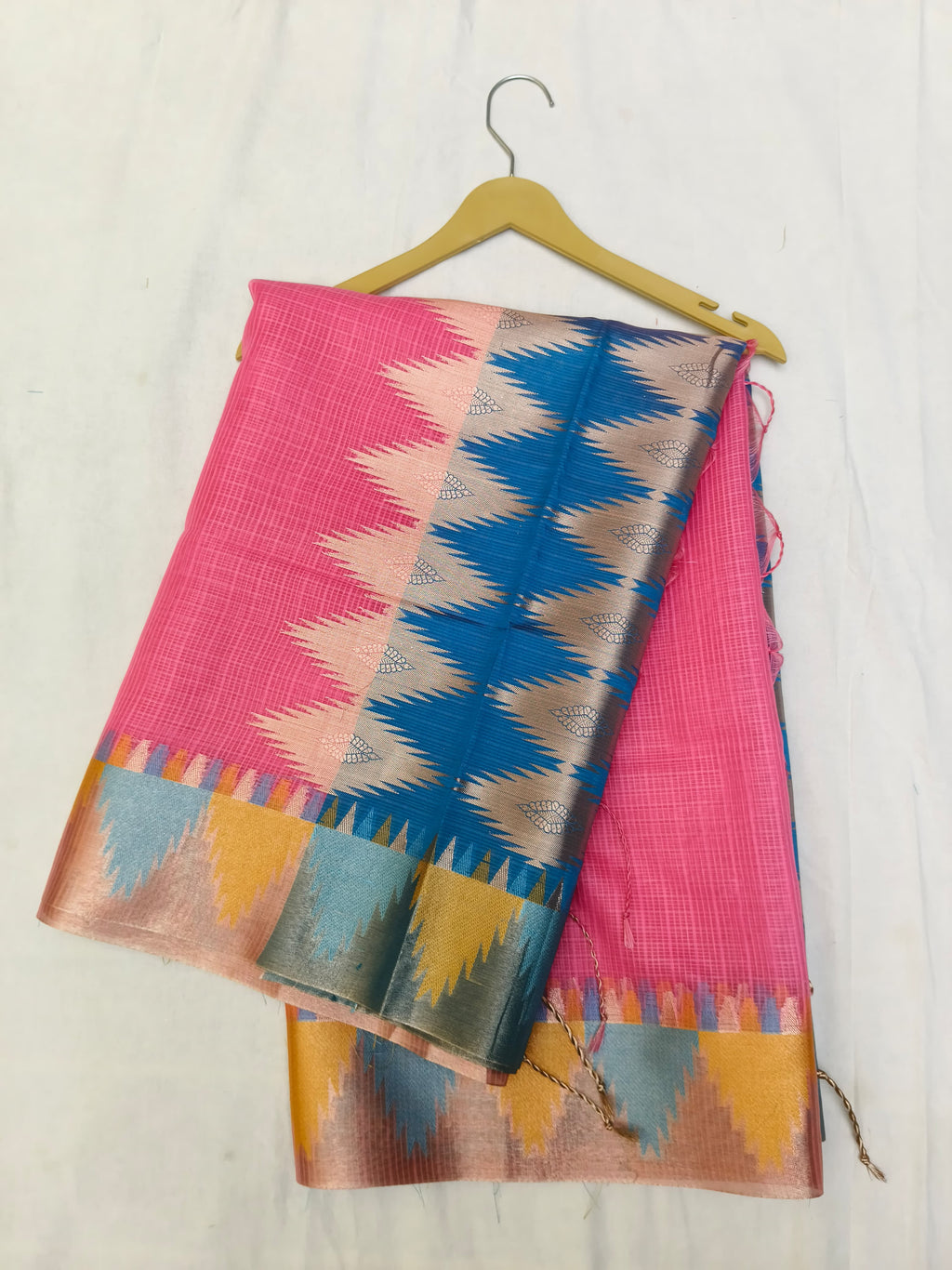 KOTA CHECK TEMPLE BORDER SAREE